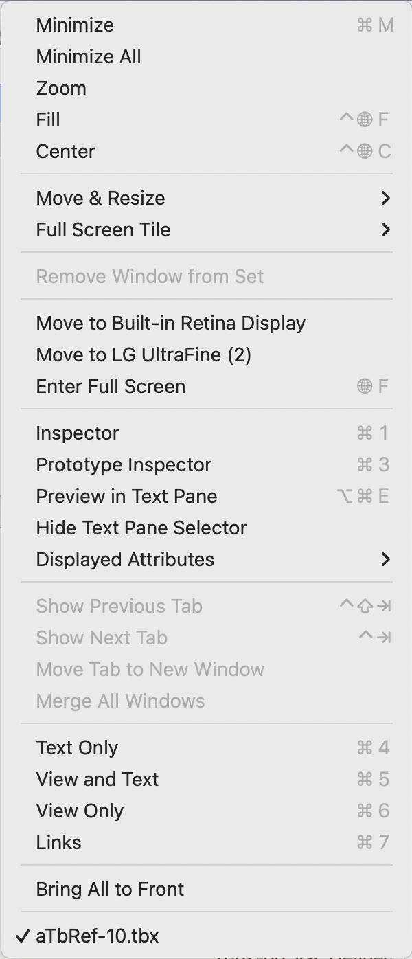 Window menu Window menu
