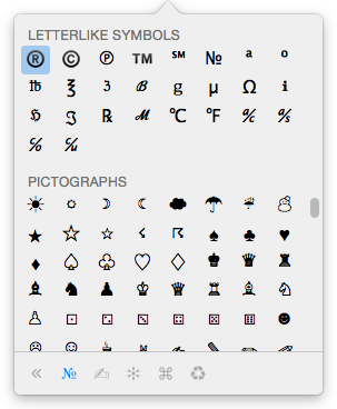 Emoji & Symbols pop-over