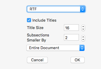 Export as Text panel