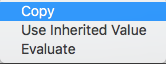 Displayed Attributes table context pop-up