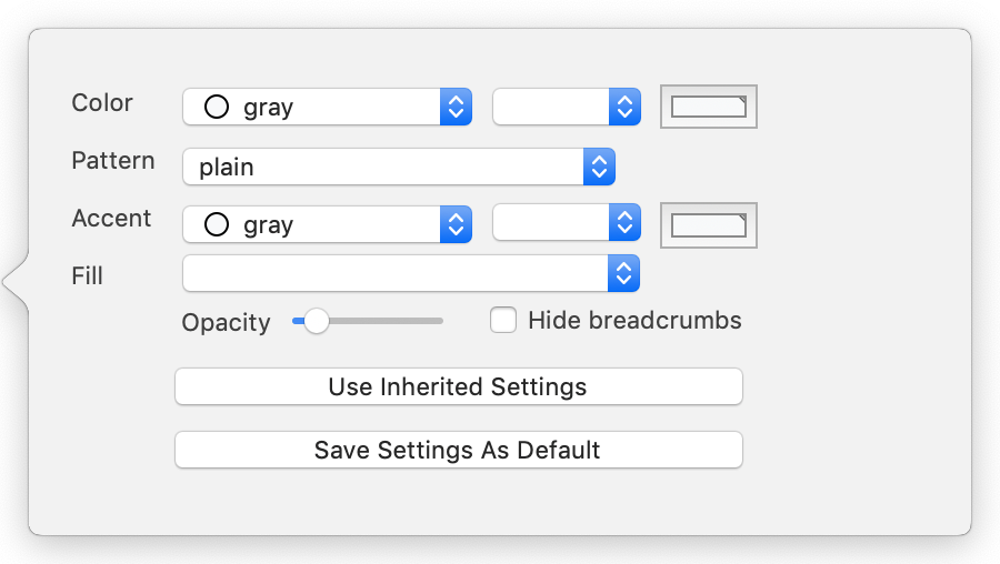 Outline Settings pop-over