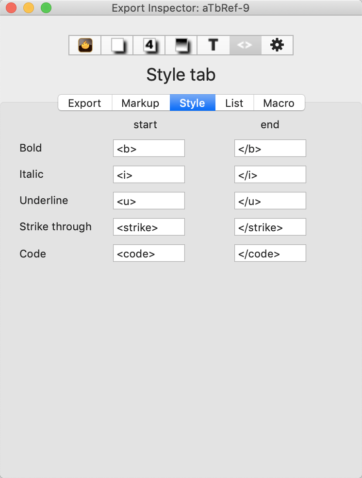 Style tab