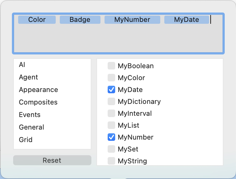 Table view Edit columns pop-over dialog