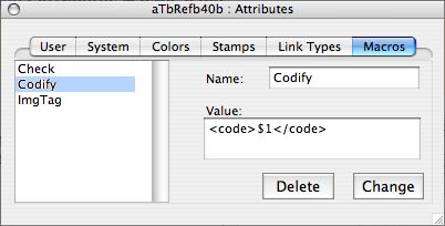 Attributes Macros pane