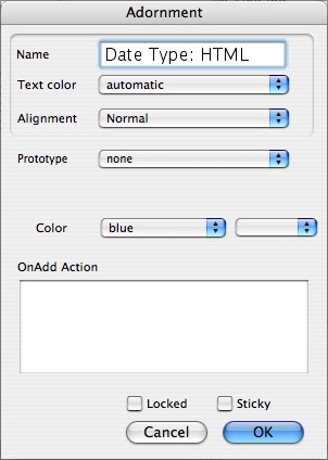 Create Adornment dialog