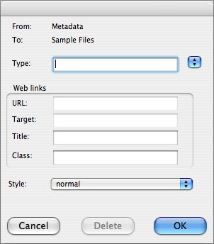 Create Link dialog