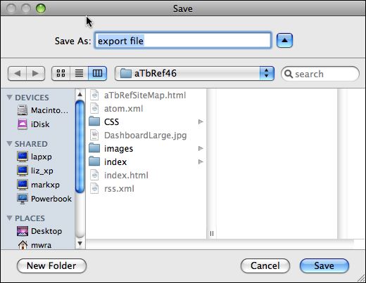 Export Text dialog