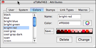 Attributes Colors pane