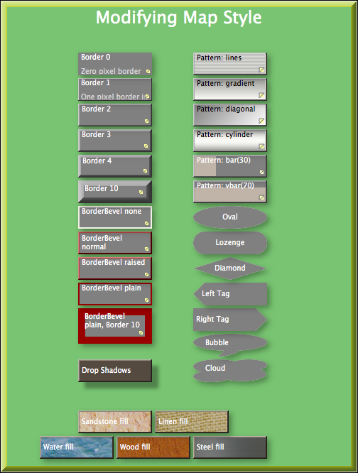 Map of shapes, borders and patterns