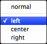 Name Alignment pop-up menu