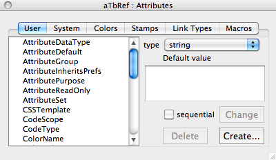 Attributes User Pane