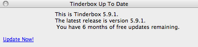 Tinderbox Up To Date dialog