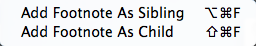 Footnote sub-menu