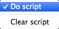 Note Window sidebar: Scripts pop-up menu