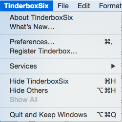 TinderboxSix menu