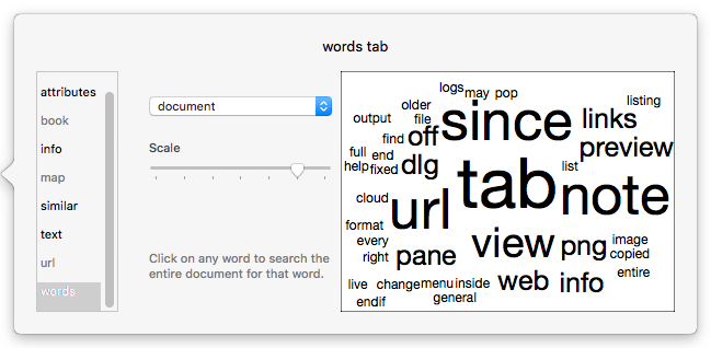 words tab