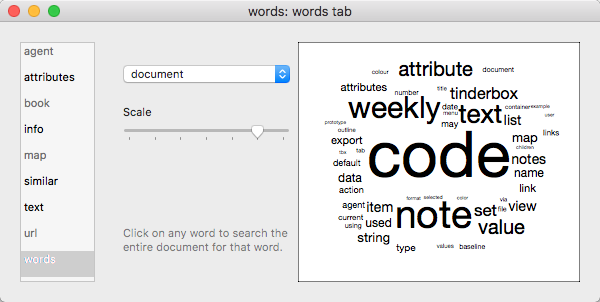 words tab