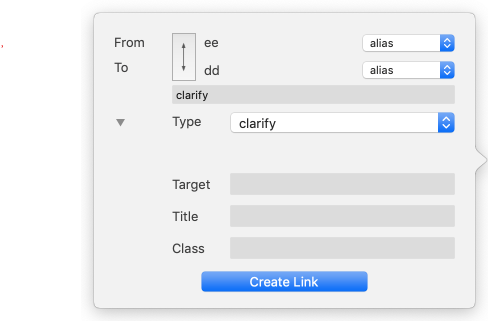 Create Link from alias pop-over