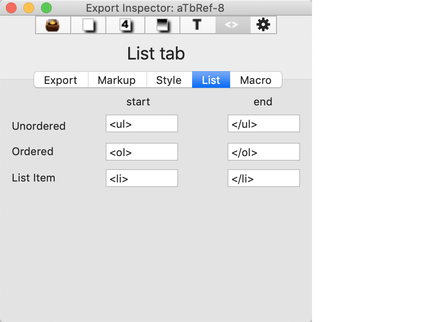 List tab