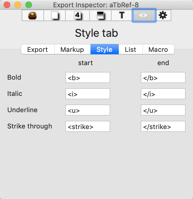 Style tab