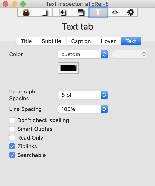 Text tab