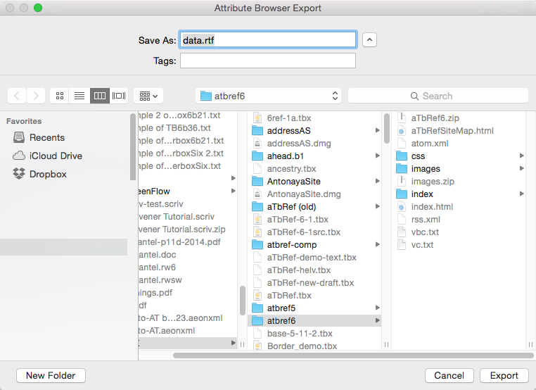 Attribute Browser Export