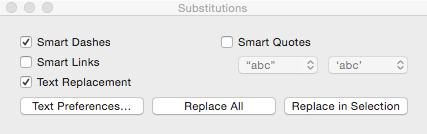 Substitutions dialog