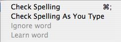 Spelling sub-menu