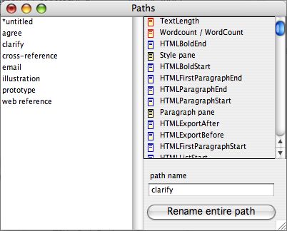 Paths dialog