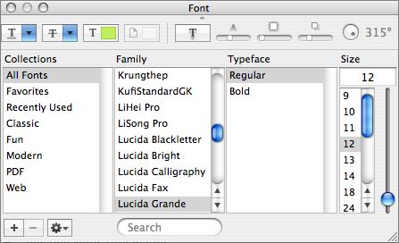 Font palette