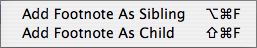 Footnote sub-menu